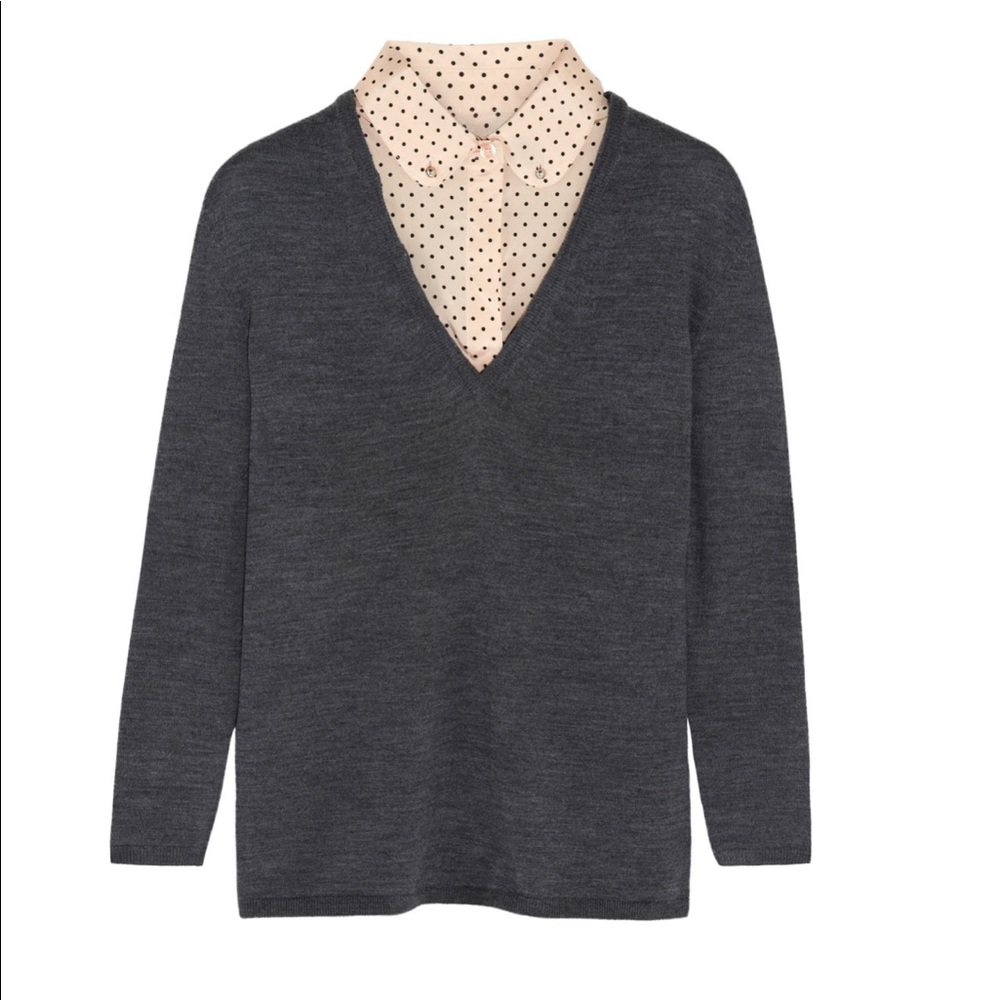 Tory Burch•Lacey Stretch Silk trimmed Wool Sweater